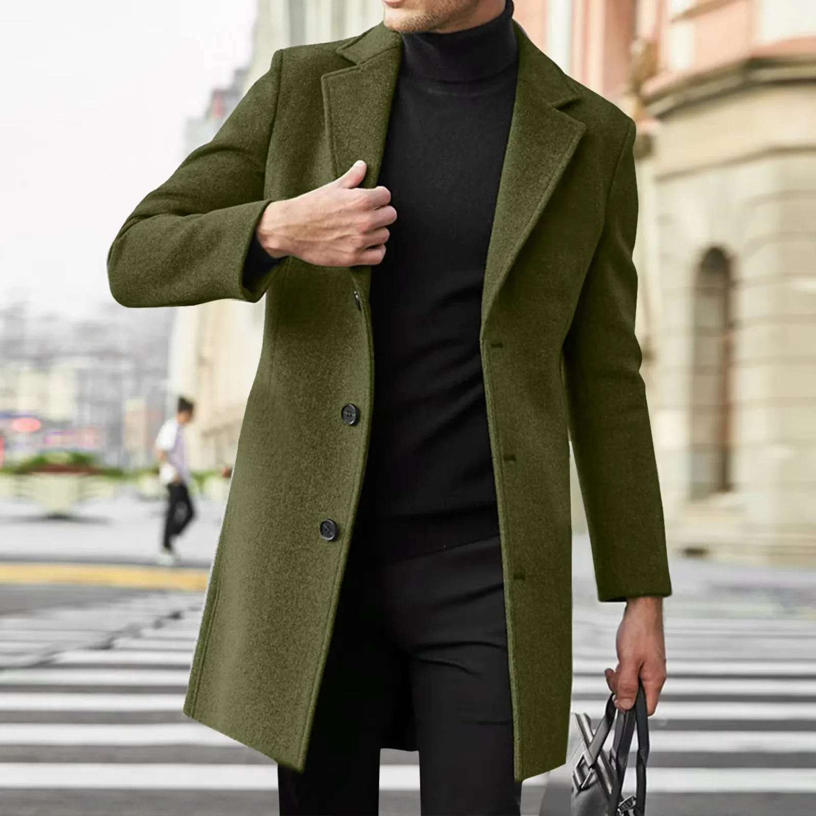 2025 Fashion Mens Wool & Blends Mens Casual Business Trench Coat Mens Leisure Overcoat Male Punk Style Blends Dust Jackets Coats thumbnail 6