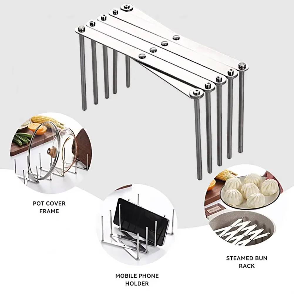 Retractable Storage Rack Space Saving Pot Lid Holder Space-Saving Stainless Steel Plate Dish Rack Heavy Duty For Kitchen Tools thumbnail 2
