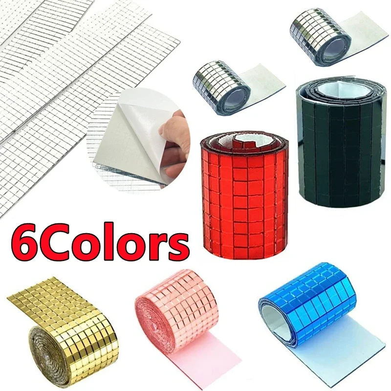 Self-Adhesive Craft Mini Square Mirrors Mosaic Tiles Disco Ball Stickers Bathroom DIY Handmade Craft Home Decoration Making Tool