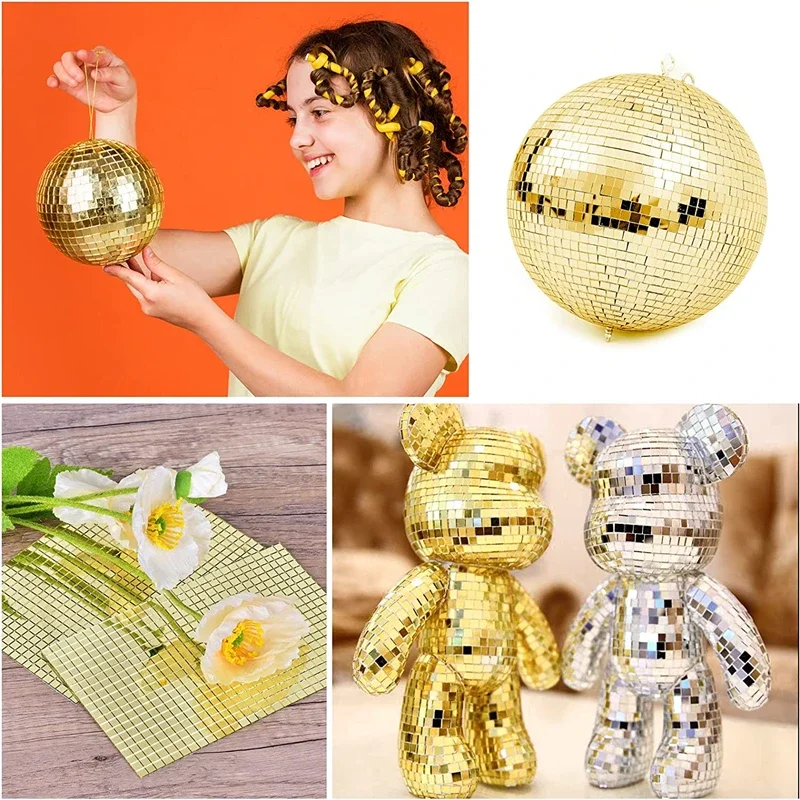Self-Adhesive Craft Mini Square Mirrors Mosaic Tiles Disco Ball Stickers Bathroom DIY Handmade Craft Home Decoration Making Tool thumbnail 5