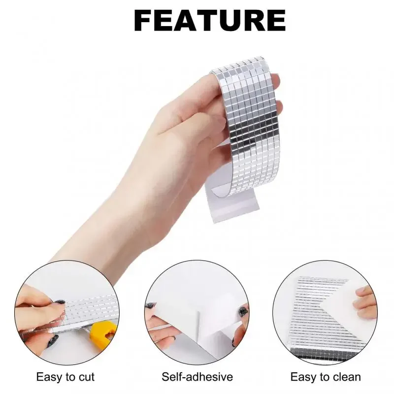 Self-Adhesive Craft Mini Square Mirrors Mosaic Tiles Disco Ball Stickers Bathroom DIY Handmade Craft Home Decoration Making Tool thumbnail 4