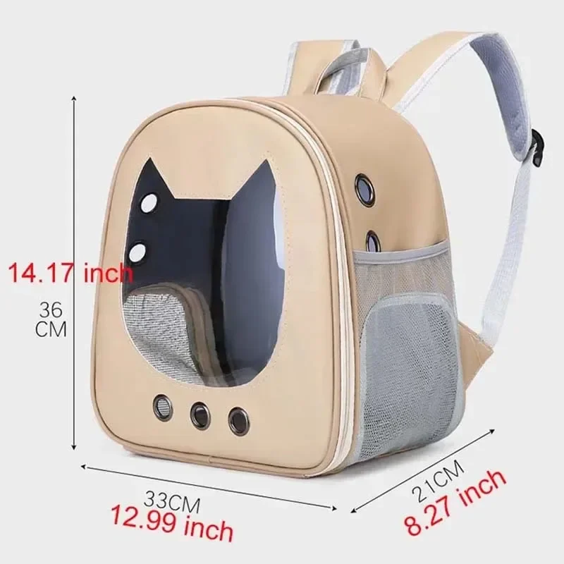 Pet Supplies Cat Carrier Bag PU Portable Travel Outdoor Backpack for Cat Small Dogs Transparent Breathable Carrying Shoulder Bag thumbnail 6