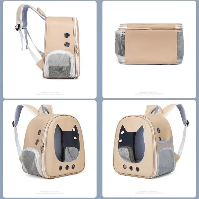 Pet Supplies Cat Carrier Bag PU Portable Travel Outdoor Backpack for Cat Small Dogs Transparent Breathable Carrying Shoulder Bag thumbnail 5