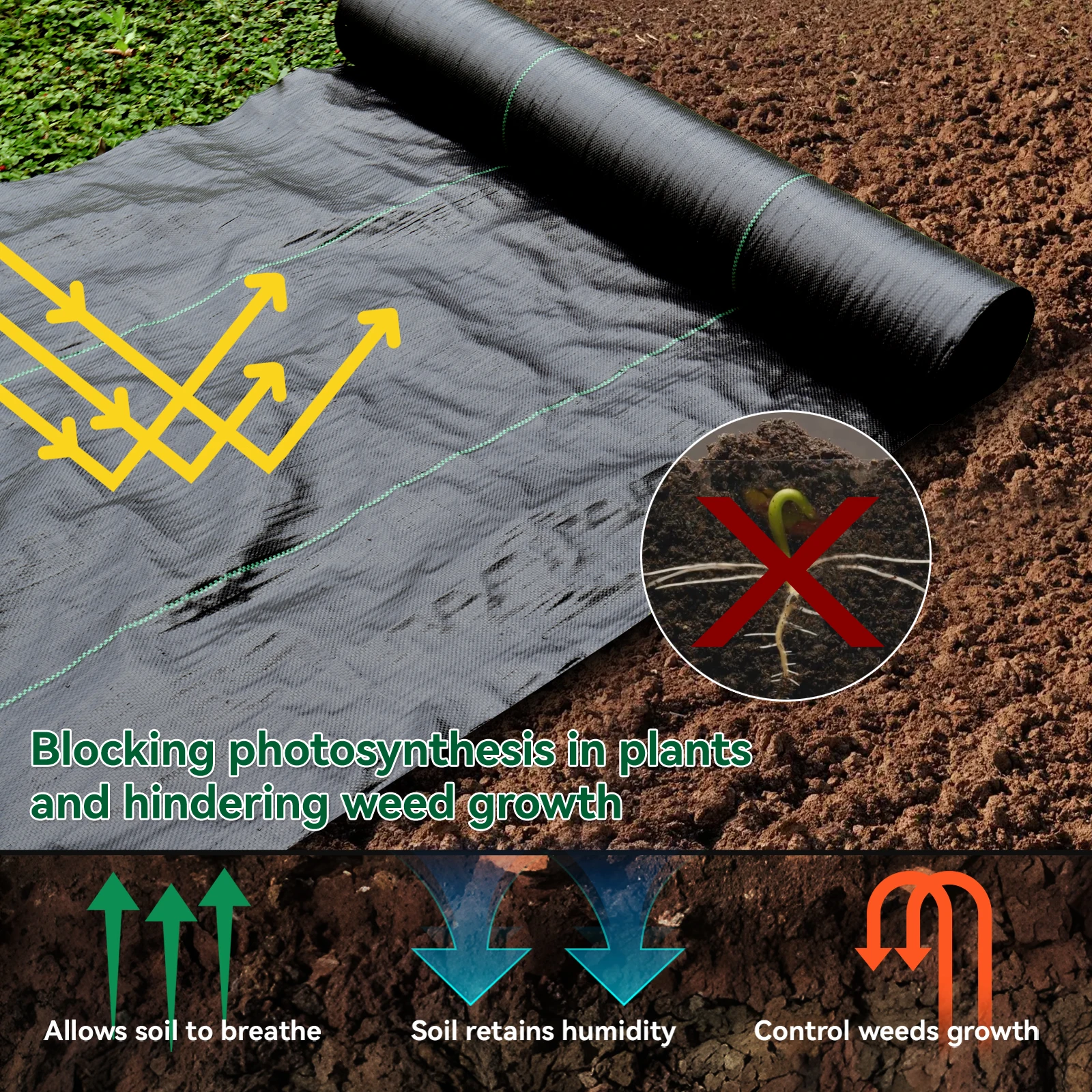 Weed film, garden landscape fabric, weed proof cloth, strong breathable plastic covering, thick and durable floor covering pad thumbnail 3