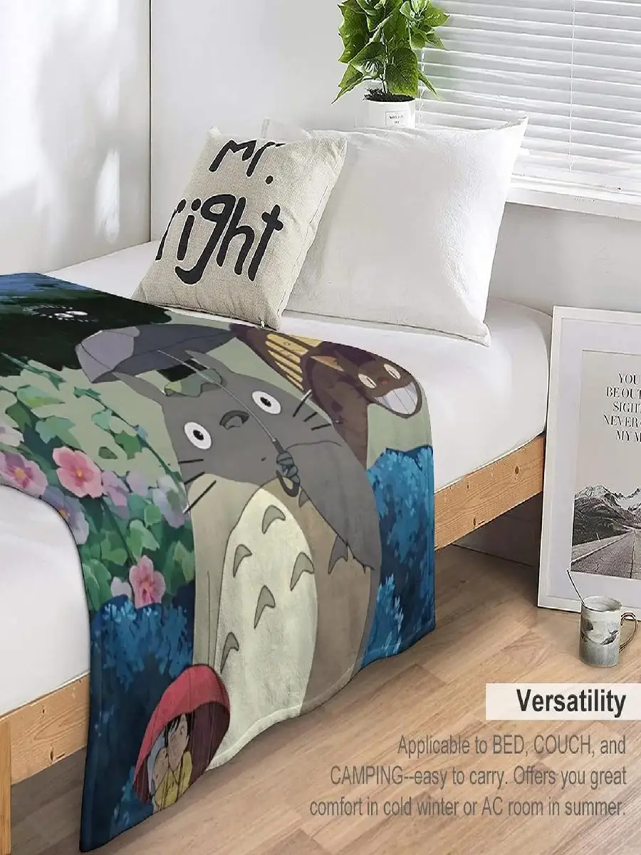 Fluffy Anime Totoro Throw Blanket for Sofa Knee Soft Luxury Home Decor Throws Cute Childrens Garden Bed Blankets thumbnail 2