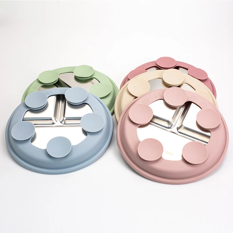 New Kids Tableware - 304 Stainless Steel Divided Plate with Silicone Suction Base for Babies thumbnail 6