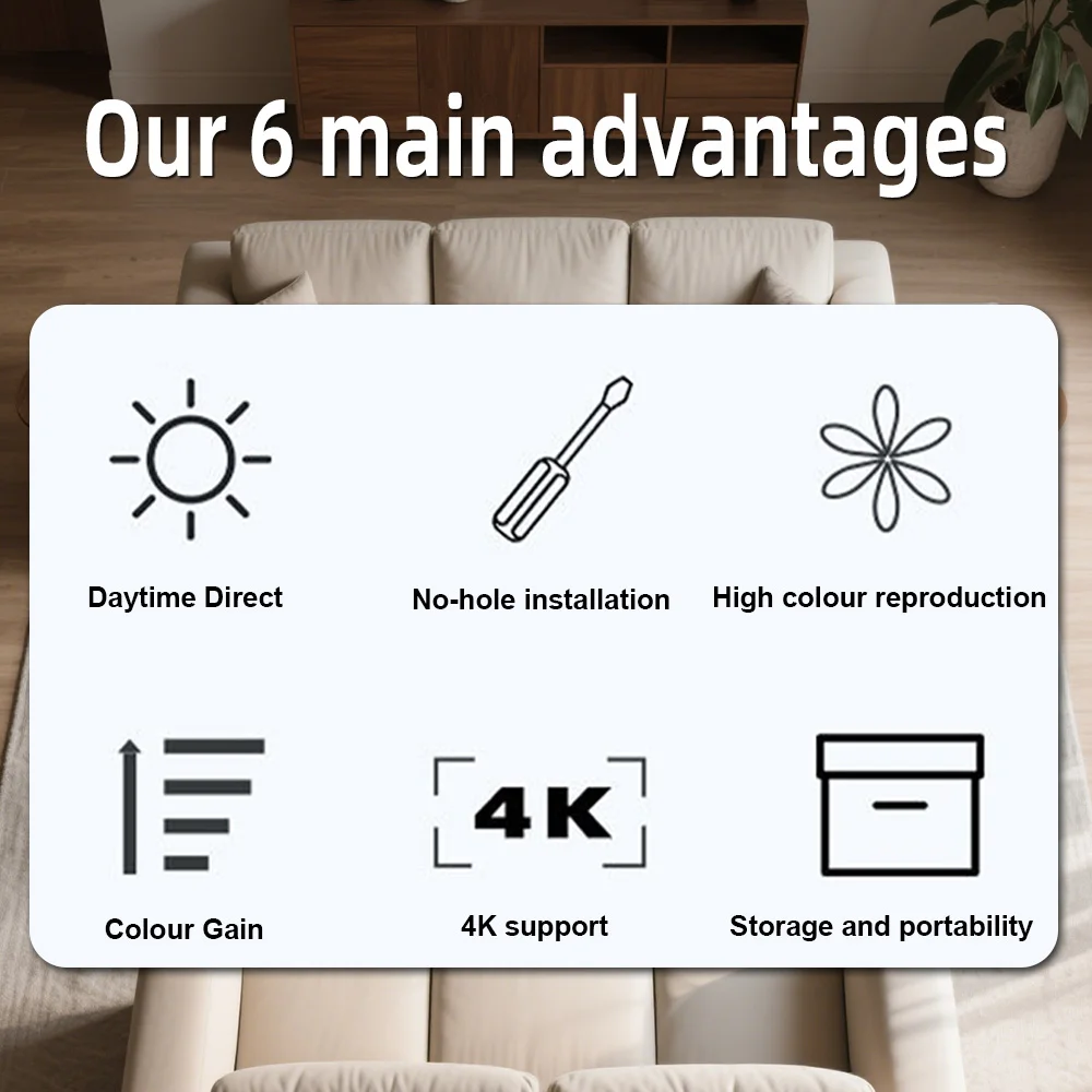 Velec Portable Projector Screen Simple Anti-Light 80/120 Inches Projection Screens For Home Outdoor Office Projector Accessories thumbnail 3