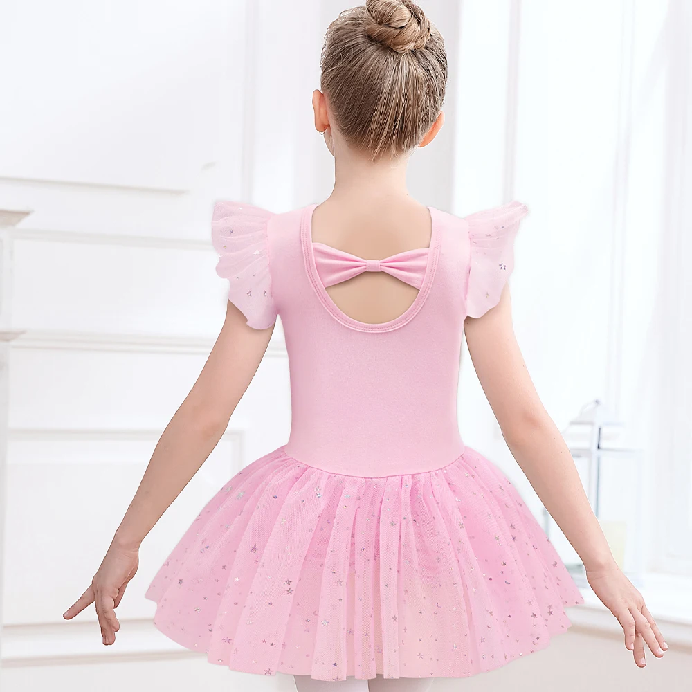 Girls Dance Leotards for Ballet Dress Shiny Tutu Skirted Leotard Gymnastics Bodysuit Ballet Wear Stage Performance Costume thumbnail 2