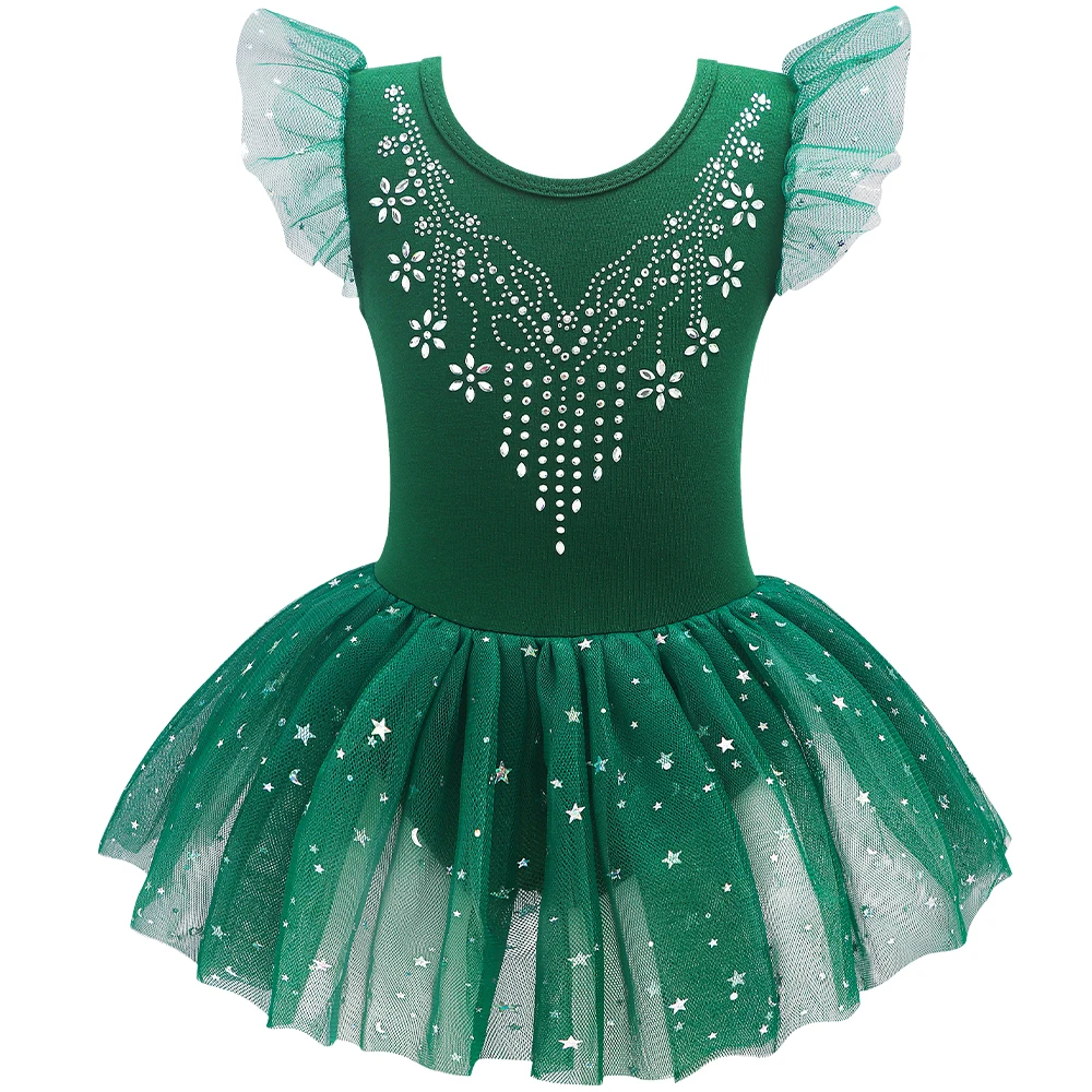 Girls Dance Leotards for Ballet Dress Shiny Tutu Skirted Leotard Gymnastics Bodysuit Ballet Wear Stage Performance Costume thumbnail 5