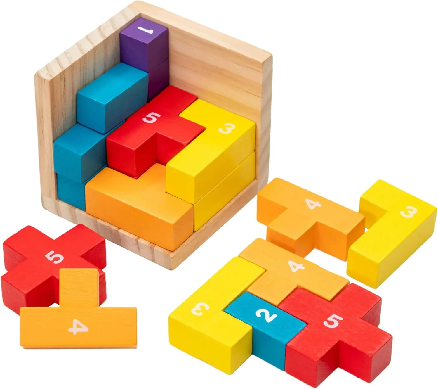Wooden Jigsaw Logic Cube Puzzle Montessori Brain Teaser IQ Test Toys Educational Mind Problem Solving Games For Kids Adults thumbnail 6