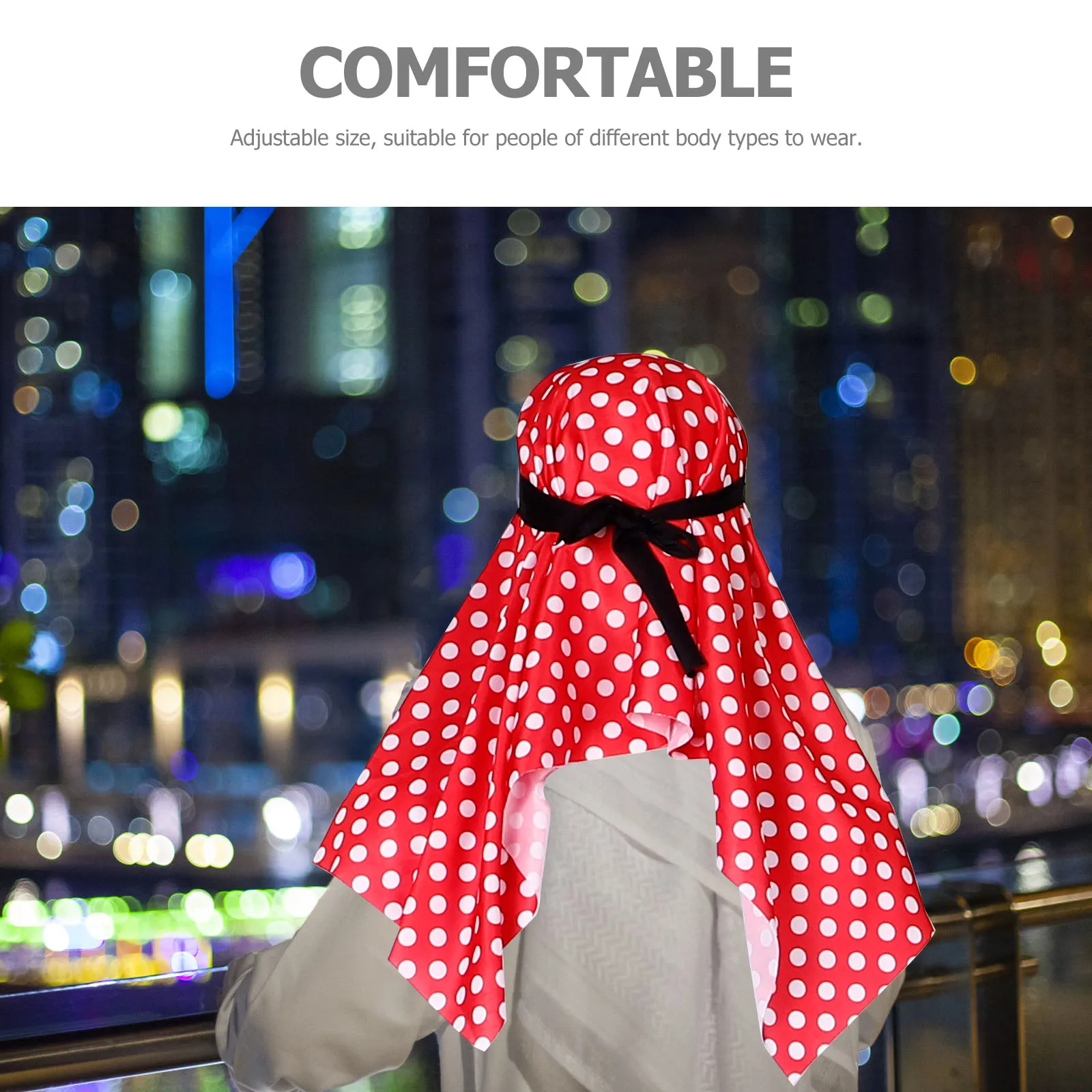 Arabic Red Turban Clothing Scarf Desert Costume for Men Dubai Cosplay Aldult for Men Ethnic Clothes Cosplay Dubai Middle East thumbnail 5