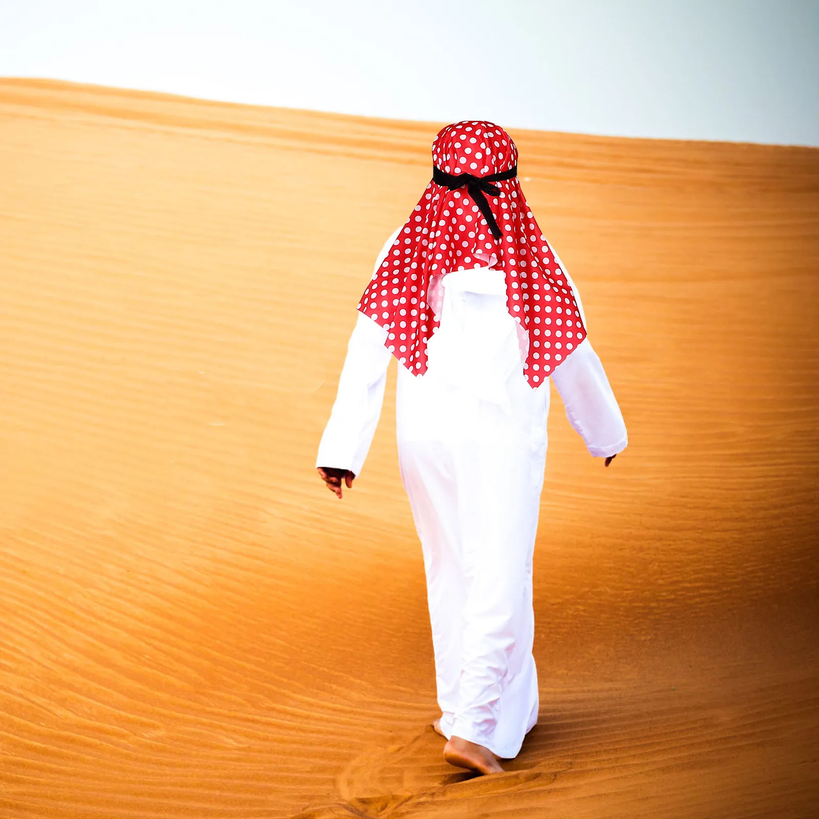 Arabic Red Turban Clothing Scarf Desert Costume for Men Dubai Cosplay Aldult for Men Ethnic Clothes Cosplay Dubai Middle East thumbnail 2