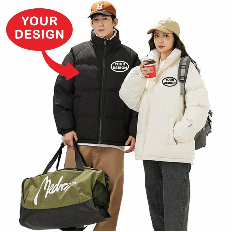 New Men's Parker Coat Logo Customized Printed Warm Casual Jacket Thickened Winter Coat Down Jacket Solid Color Fashion Jacket thumbnail 3