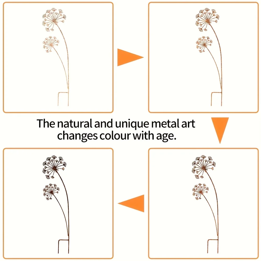 1pc Metal Decorative Garden Stakes Flower Patio Balcony Planter Garden Decor Home Yard Outdoor Decoration Garden Accessories thumbnail 5