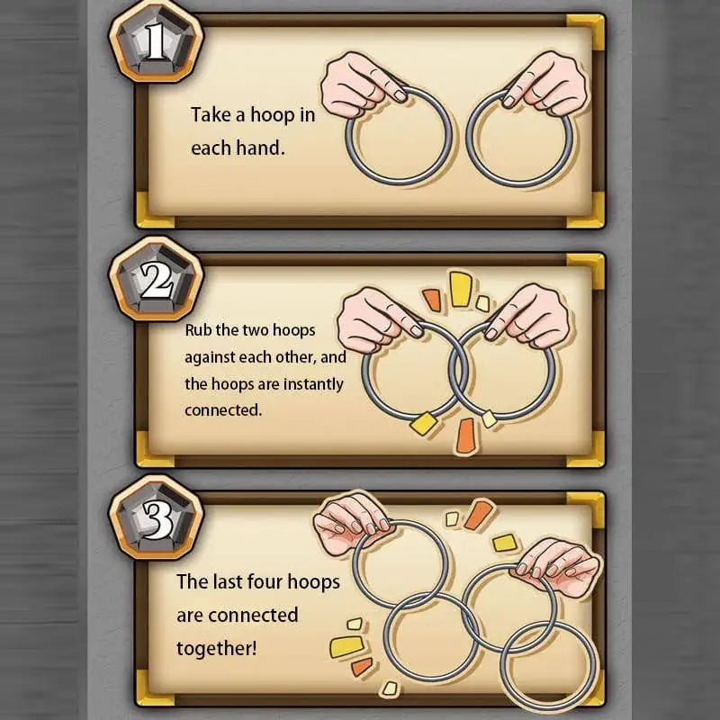 Magic Trick 4pcs Chinese Linking Rings Set Gimmick Locking Himber Magic Connecting Ring Gift for Kids Party Stage Performance thumbnail 5