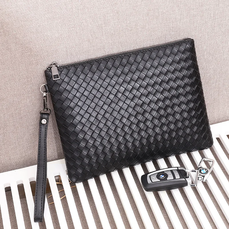 Handcrafted Soft Leather Men's Handbag Casual Large Capacity Leather Briefcase Fashionable Men's Clutch Bag for Business 2025 thumbnail 2
