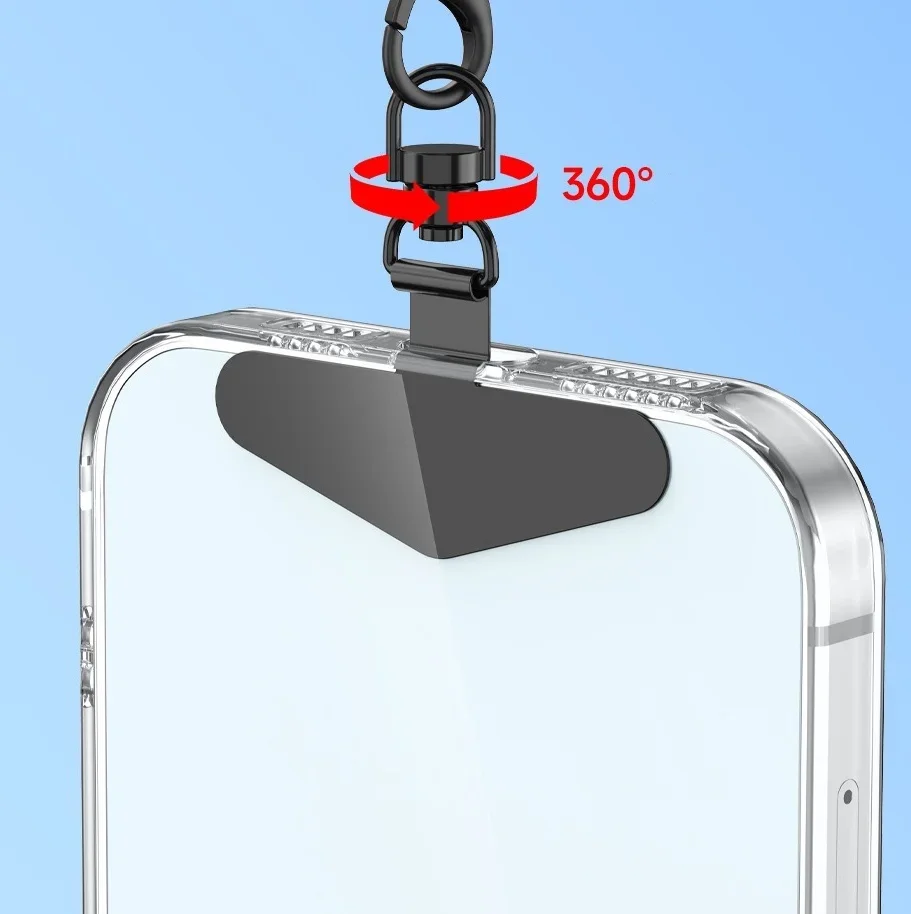 360° Rotation Metal Steel Phone Tether Tab Cell Phone Lanyard Patch Gasket Universal Cellphone Lanyard Safety Connecter Piece thumbnail 3