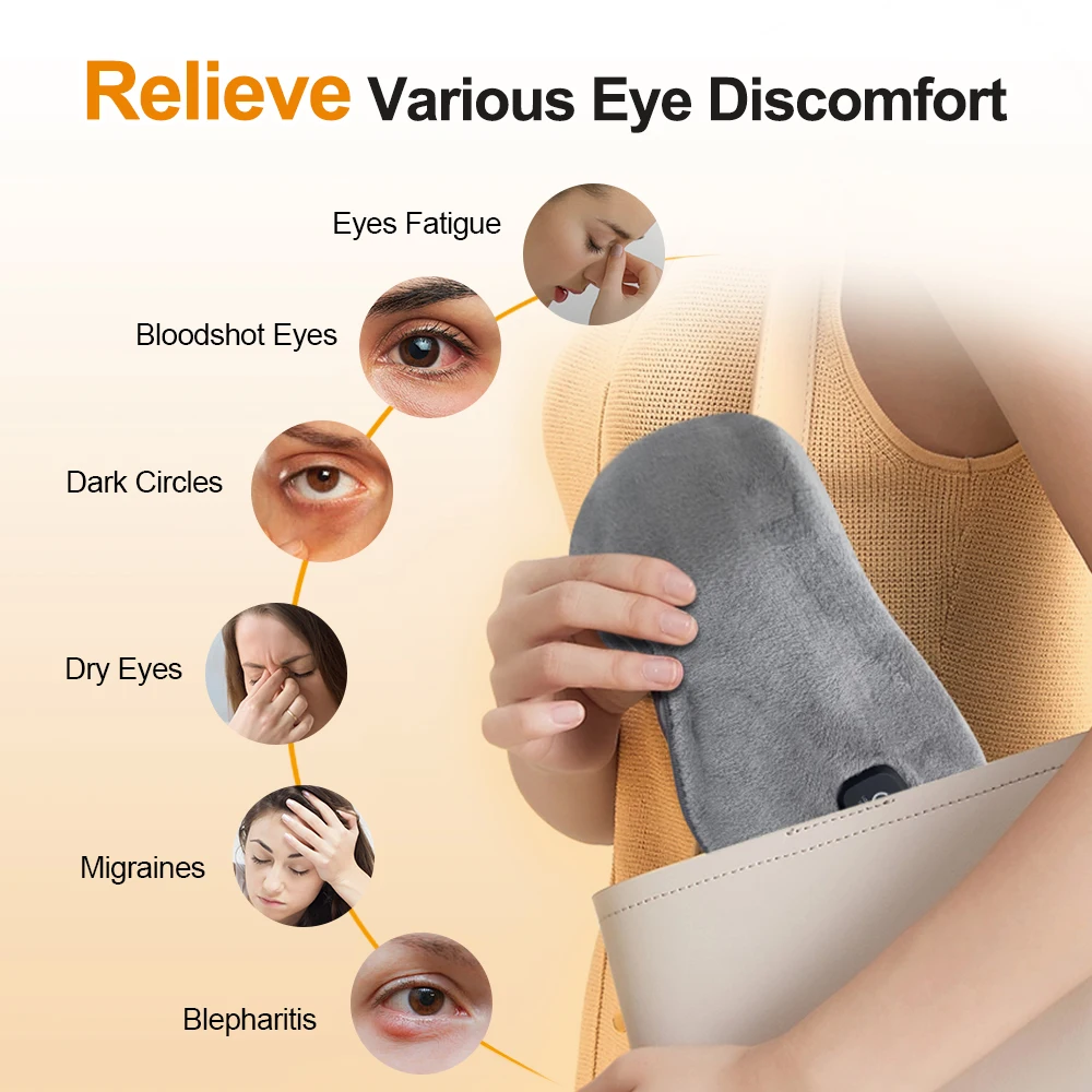 Cordless Hot Compress Massage Eye Mask Electric Vibration Heated Eye Massager Relieve Eye Strain Dark Circles Sleeping Eyeshades thumbnail 6
