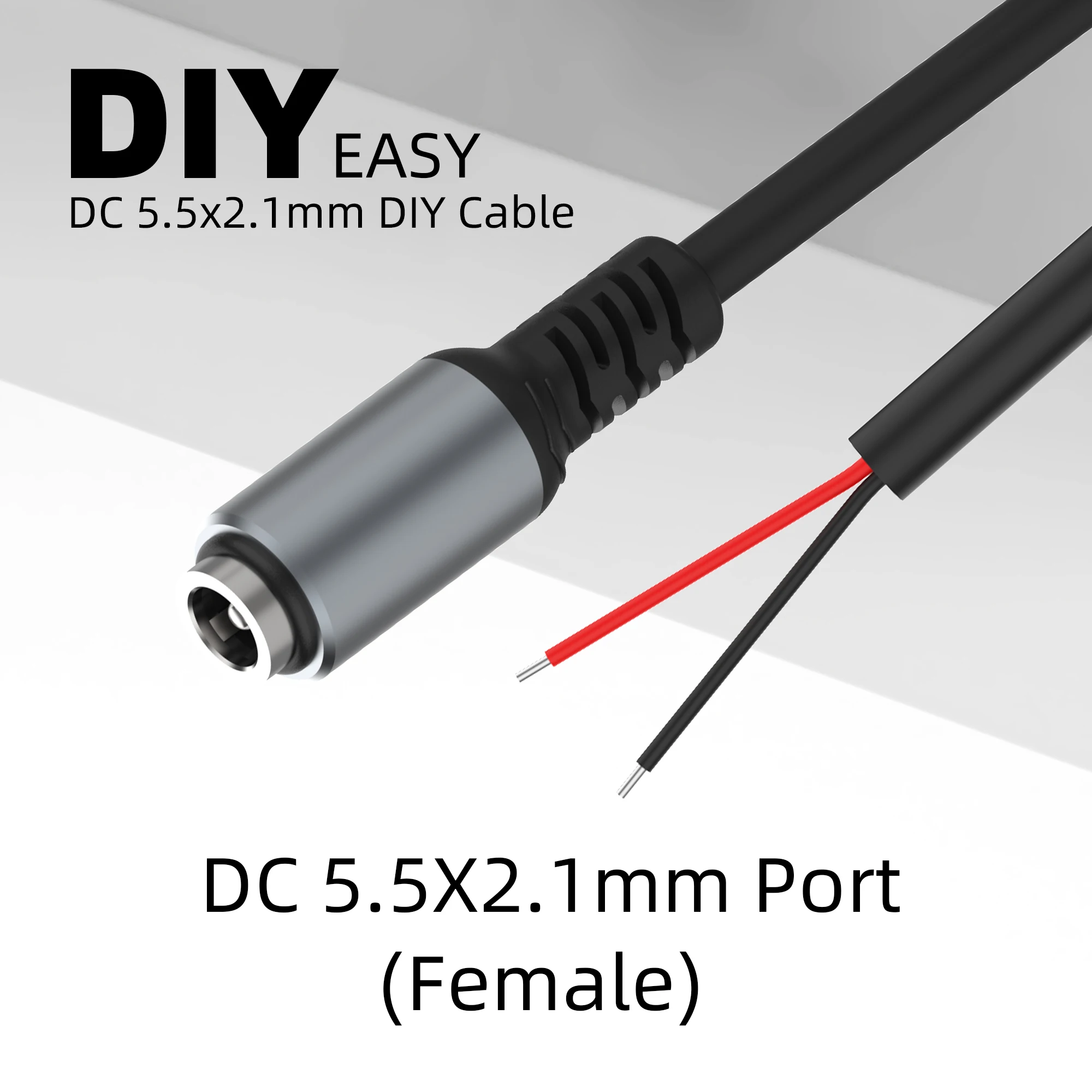 DC 5.5mm x 2.1mm Female/Male head bare wire open cable connector CCTV camera LED light strip DC power cord tail fiber、DIY Cable