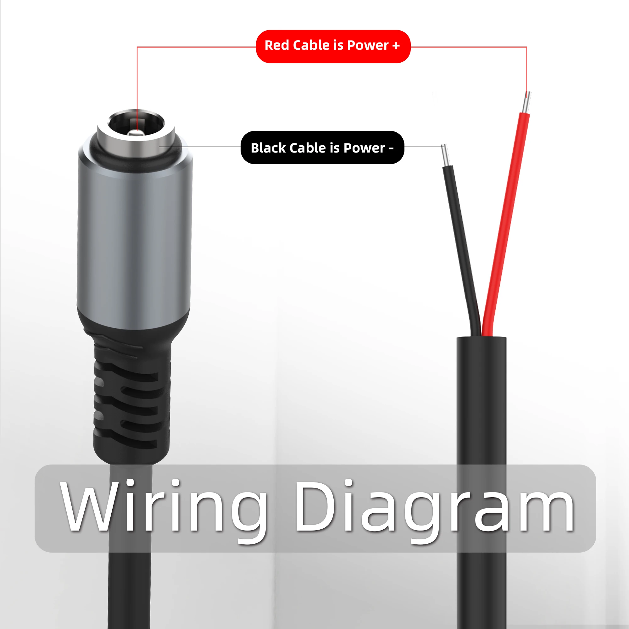 DC 5.5mm x 2.1mm Female/Male head bare wire open cable connector CCTV camera LED light strip DC power cord tail fiber、DIY Cable thumbnail 3