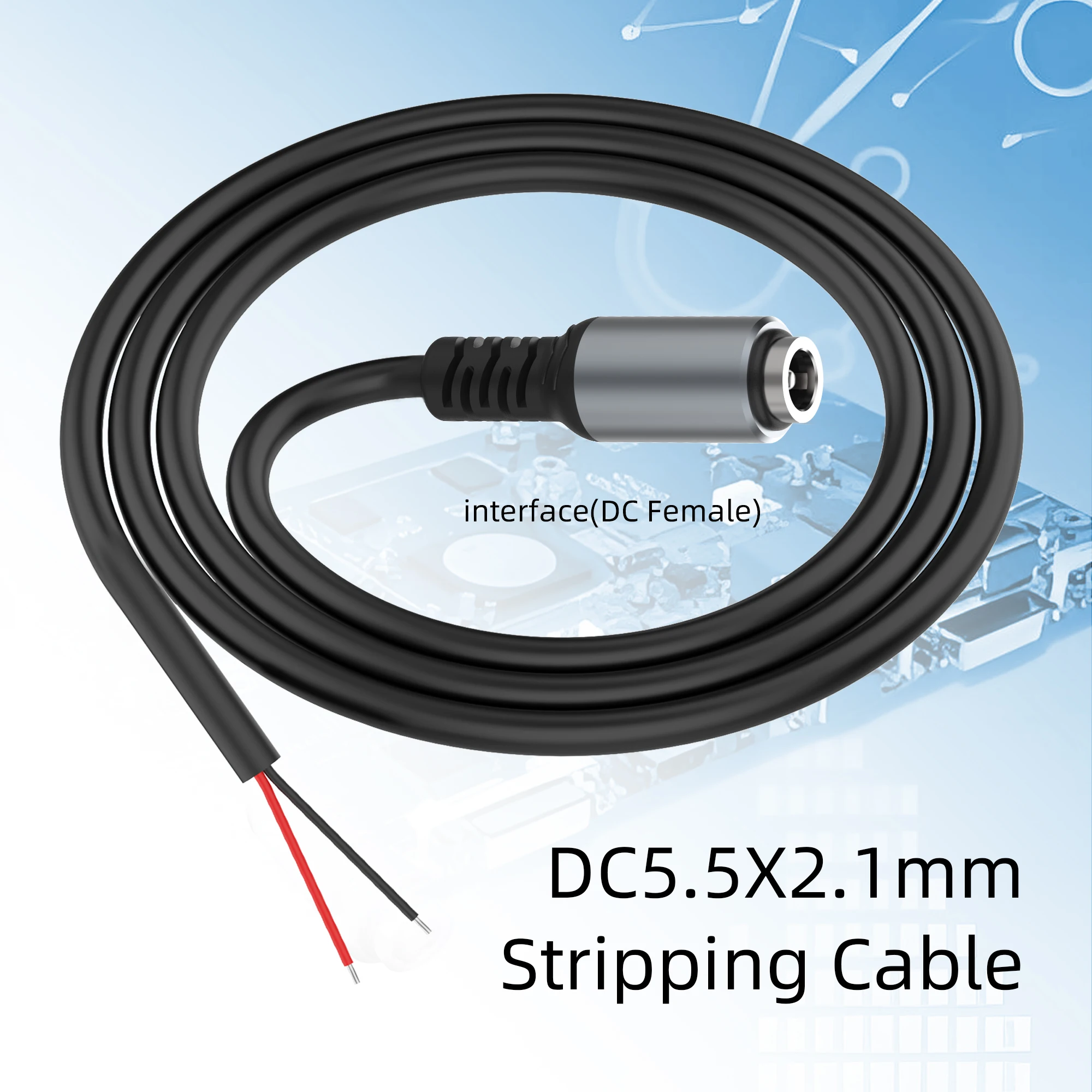 DC 5.5mm x 2.1mm Female/Male head bare wire open cable connector CCTV camera LED light strip DC power cord tail fiber、DIY Cable thumbnail 2