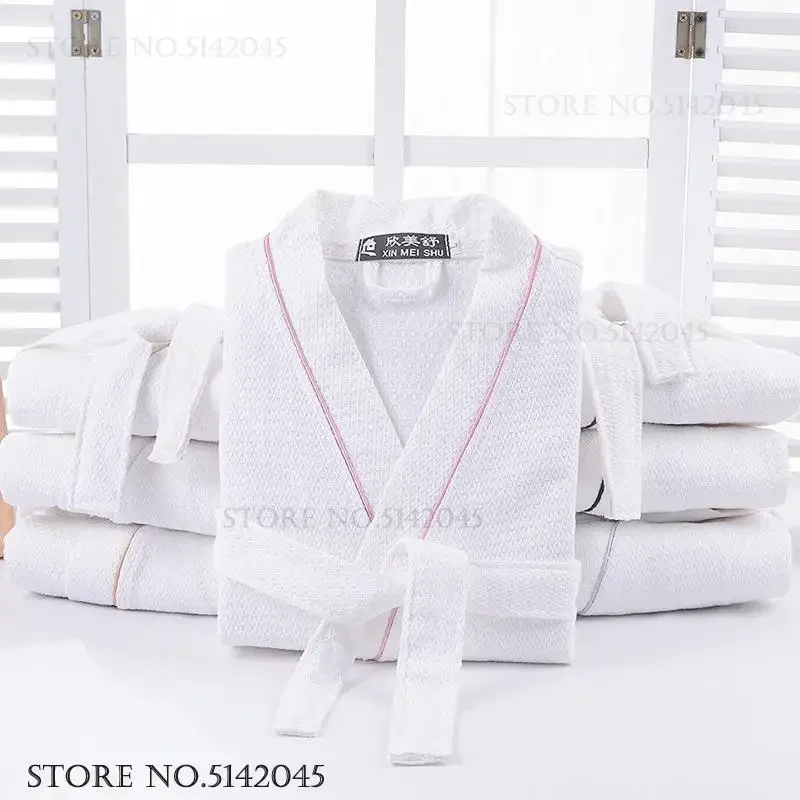 100% Cotton Couple Robe Waffle Bathrobe Gown Kimono Yukata Home Clothes Casual Women Sleepwar Nightwear Spring Summer Loungewear thumbnail 2