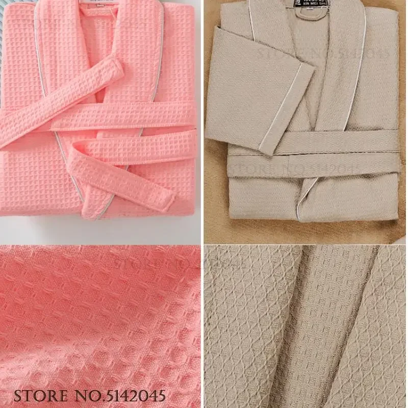100% Cotton Couple Robe Waffle Bathrobe Gown Kimono Yukata Home Clothes Casual Women Sleepwar Nightwear Spring Summer Loungewear thumbnail 5