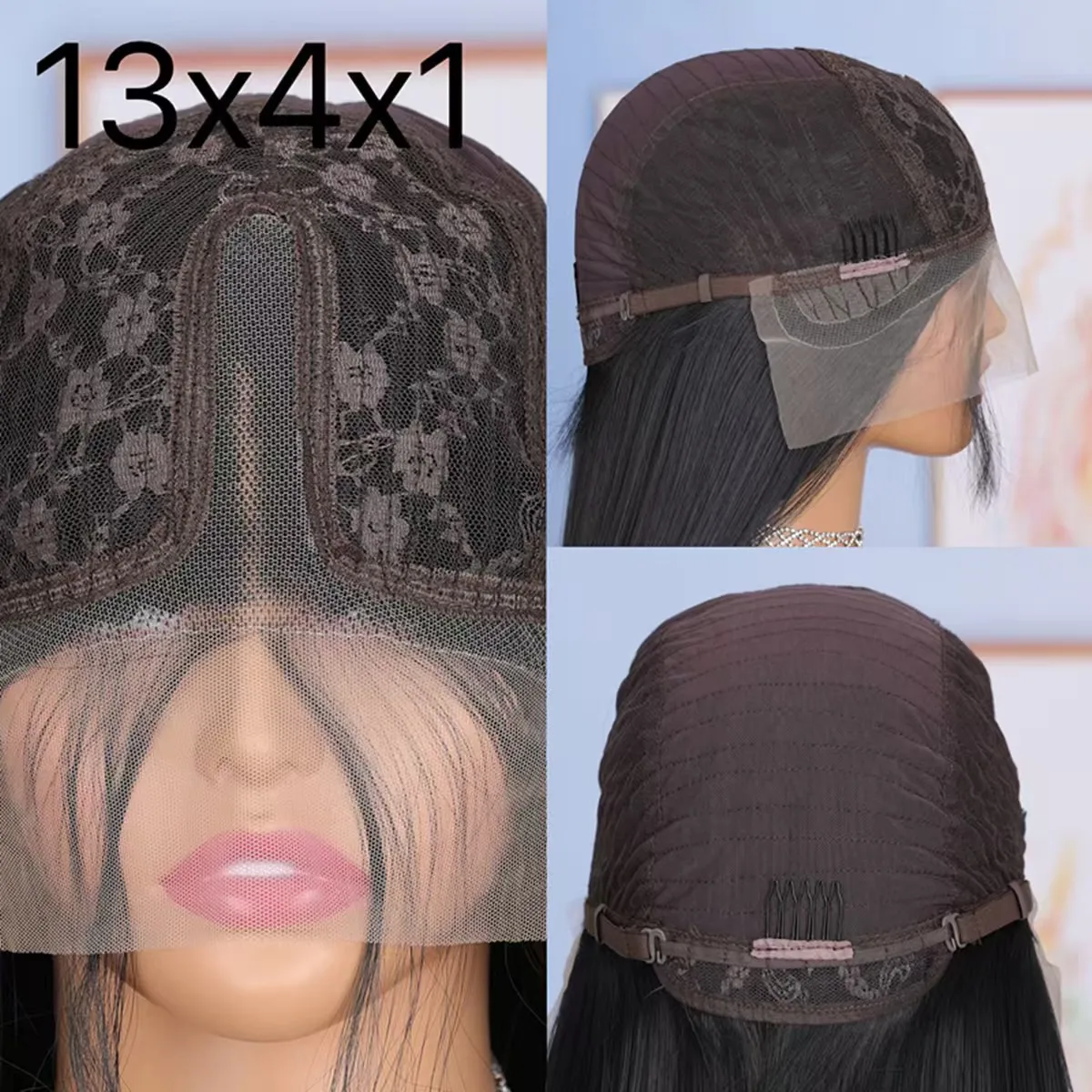 Loose Wave Brown Chocolate Color Synthetic 13X4X1 Lace Front Wig For Black Women Prepucked Bleach Knots Glueless Wig Daily Party thumbnail 6