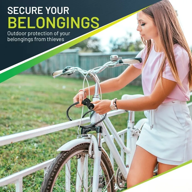 Bicycle Lock Steel Cable Lock Outdoor Bike Anti-theft Locks Electric Scooters Motorcycles Security Lock Accessories with 2 Keys thumbnail 5