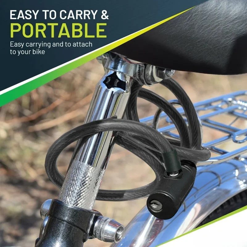 Bicycle Lock Steel Cable Lock Outdoor Bike Anti-theft Locks Electric Scooters Motorcycles Security Lock Accessories with 2 Keys thumbnail 3