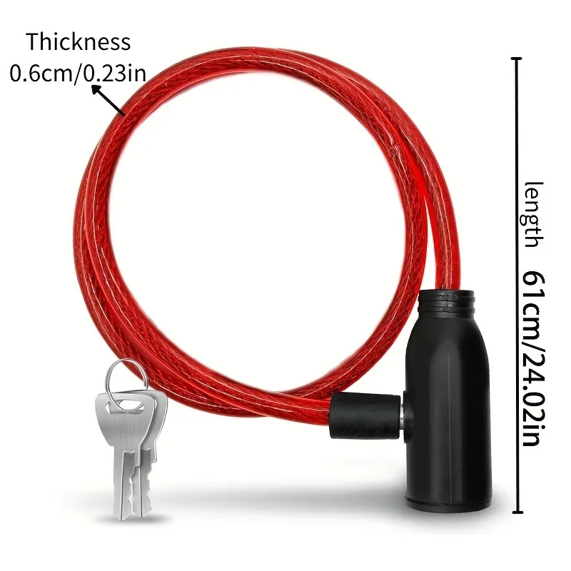 Bicycle Lock Steel Cable Lock Outdoor Bike Anti-theft Locks Electric Scooters Motorcycles Security Lock Accessories with 2 Keys thumbnail 6
