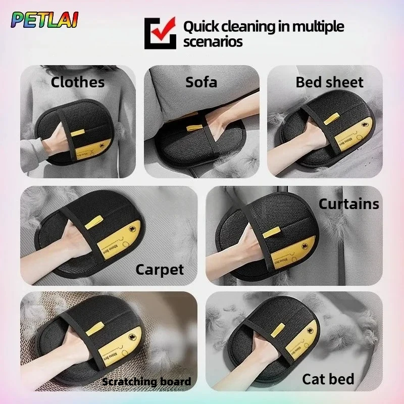 Pet hair glove removal Cat Grooming Reusable Electrostatic Dedusting Brush Dog Hair Remover for Couch Carpet Clothes Washable thumbnail 4