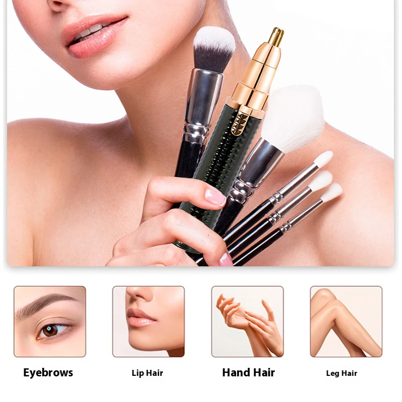 3 in 1 Lipstick Shaver Women Hair Removal Eyebrow Trimmer USB Rechargeable Body Facial Epilator for Bikini Legs Face thumbnail 2