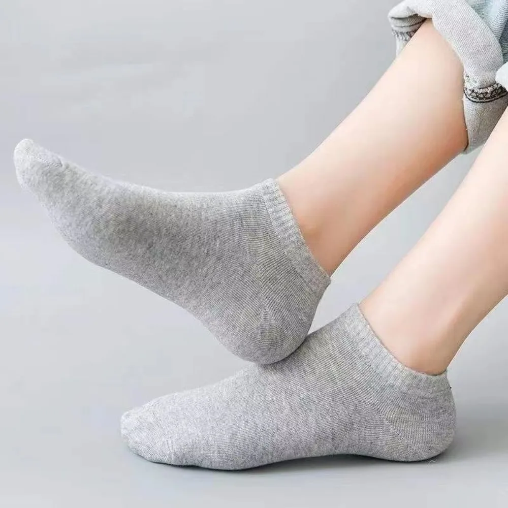 Unisex Casual Plain Color Boat Socks Thin Breathable Comfy Anti Odor Sweat-absorbing Ankle Socks For Men Women black,white,gray thumbnail 5