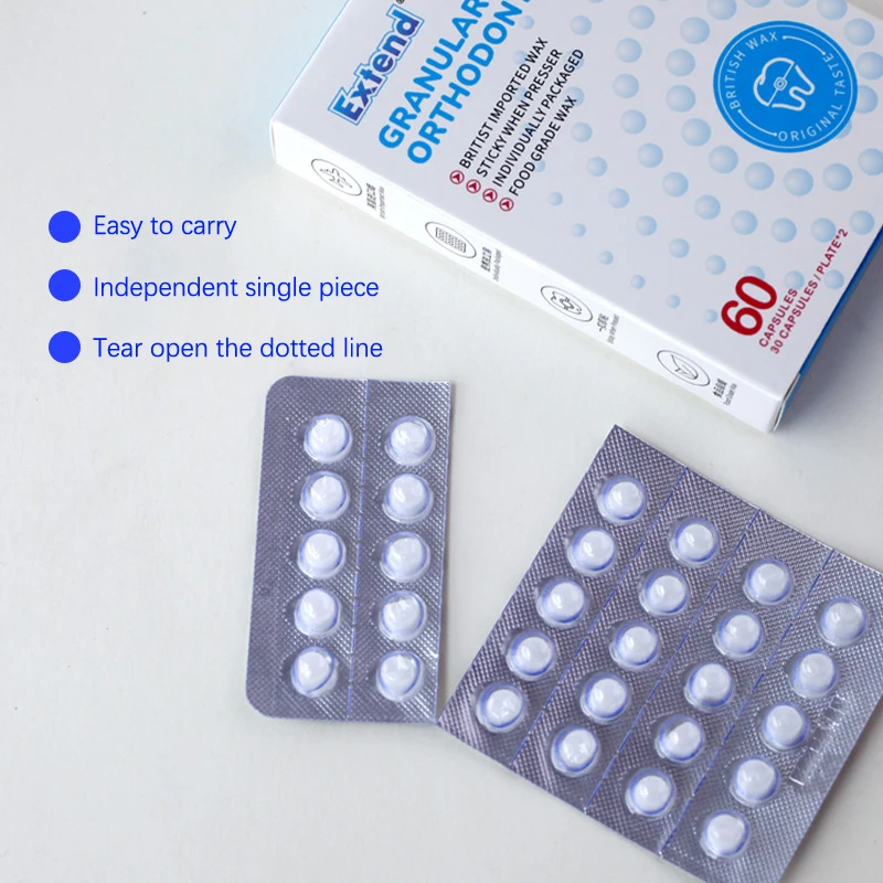 60 Capsules Dental Wax For Braces Anti-grinding Food Grade Denture Wax Individually Packaged Superior Hygiene For Braces Bracket