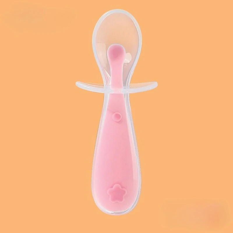 Baby Silicone Spoon, Baby Rice Paste Feeding, Soft Head Soup Spoon, Training Spoon, Children's Shield Silicone Short Spoon thumbnail 6