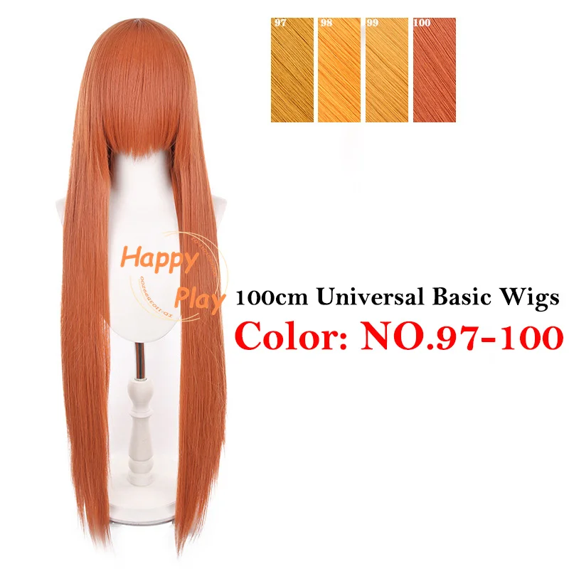 145 Colors 40 Inch 100cm Straight With Bangs Cosplay Synthetic Wig Anime Compatible Universal Multicolored Heat Resistant Hair thumbnail 6