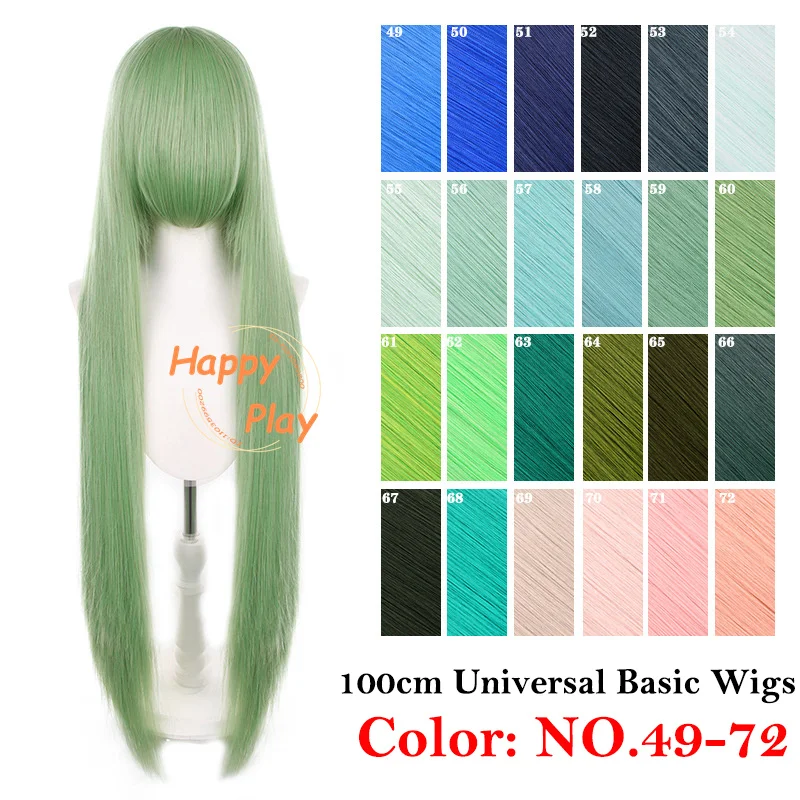 145 Colors 40 Inch 100cm Straight With Bangs Cosplay Synthetic Wig Anime Compatible Universal Multicolored Heat Resistant Hair thumbnail 4