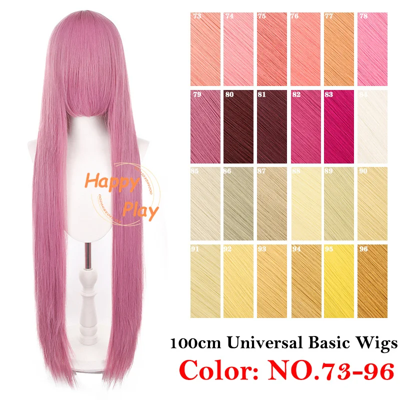 145 Colors 40 Inch 100cm Straight With Bangs Cosplay Synthetic Wig Anime Compatible Universal Multicolored Heat Resistant Hair thumbnail 5