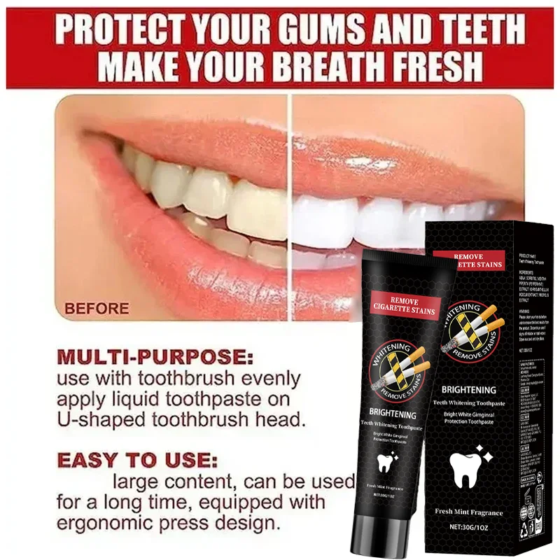 Fast Remove Smoke Stains Toothpaste Remove Plaque Stains Oral Hygiene Cleaning Fresh Breath Teeth Whiten Tools Oral Health Care thumbnail 6