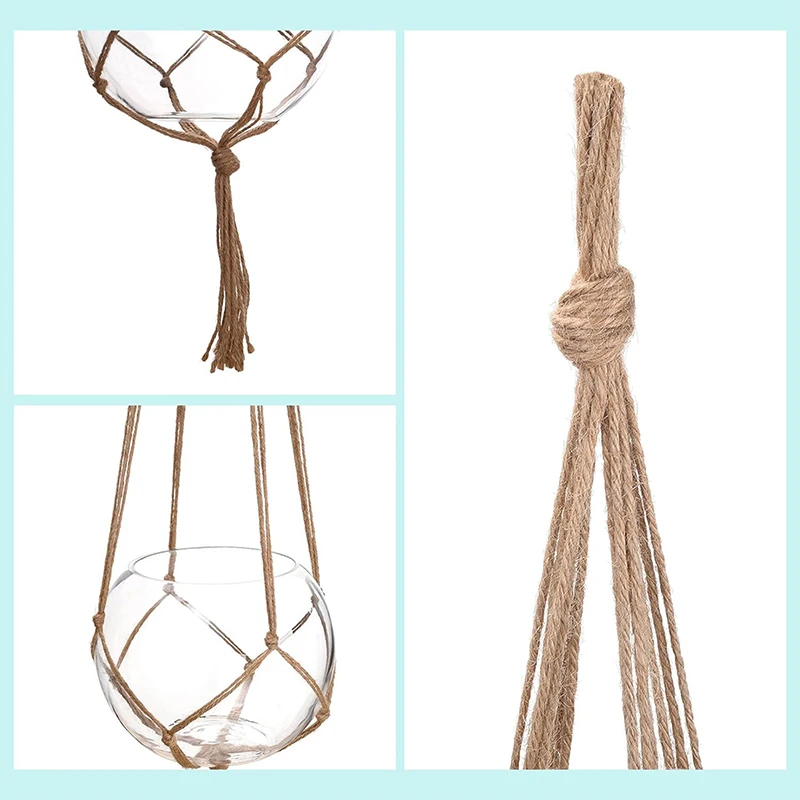 Hanging Plant Pot Hanging Basket Vases with Hook Creative Macrame Suspension Plant Planters for Hanging  Flower Pot Net thumbnail 2