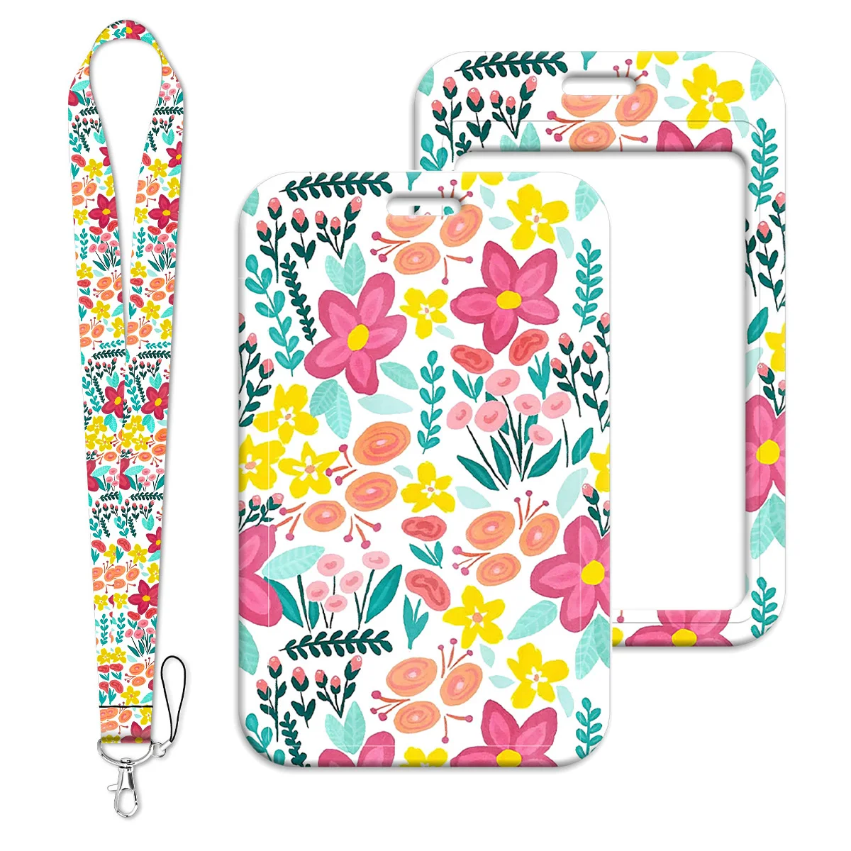 Vintage Flowers Card Holder Fashion Lanyard Neck Strap for Key ID Card Phone Straps Hang Rope Key Ring Accessories Gifts