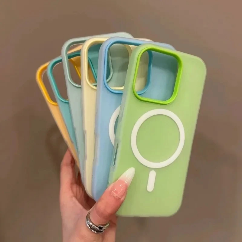Luxury Candy Color 2 IN 1 For Magsafe Case for iPhone 17 16 15 14 Plus 13 11 12 ProMax Air Magnetic Wireless Charge Bumper Cover thumbnail 2