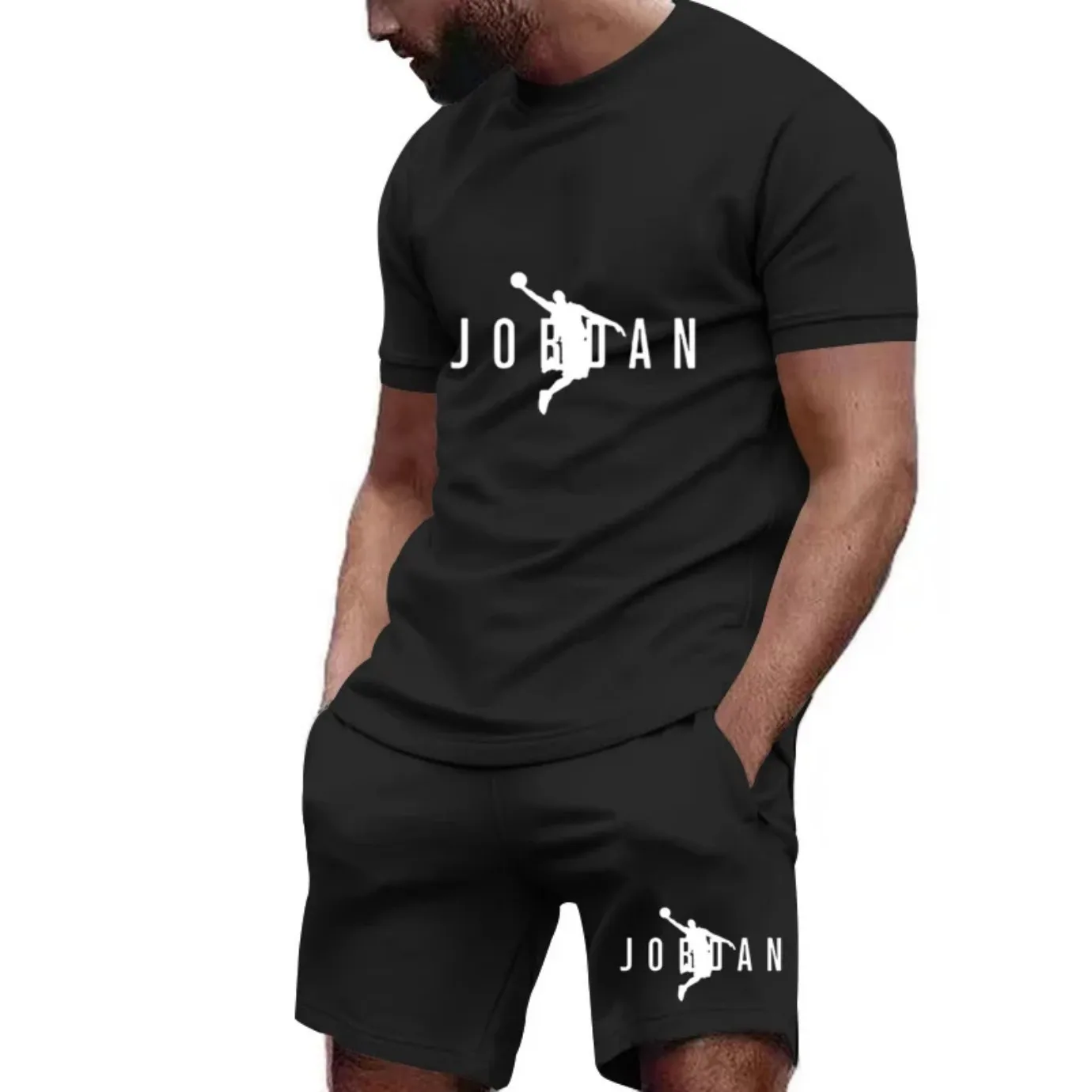 Men's casual short-sleeved T-shirt set, summer sportswear set thumbnail 6
