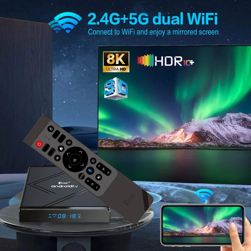 New TV98 ATV Pro Plus TV Box Android 14 Media Player 4G 5G Dual Wifi6 8K 4K BT5.0 Voice remote Allwinner H313 Quad Core iptv thumbnail 3