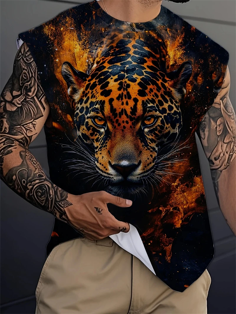 Men's Tank Top Sleeveless Shirt Patterned Duck O Neck Clothing 3D Print Everyday Sports Fitness Muscle Elements Gym Clothing Man thumbnail 4