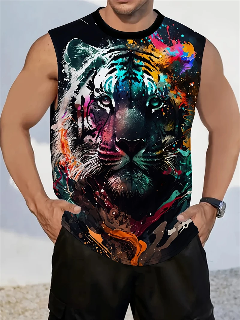 Men's Tank Top Sleeveless Shirt Patterned Duck O Neck Clothing 3D Print Everyday Sports Fitness Muscle Elements Gym Clothing Man thumbnail 5