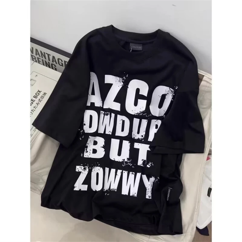High Street Trend Letter Printing Tops Tees Short Sleeve Loose Youth Street Casual T Shirts Fashion Korean Women Clothing Summer thumbnail 2