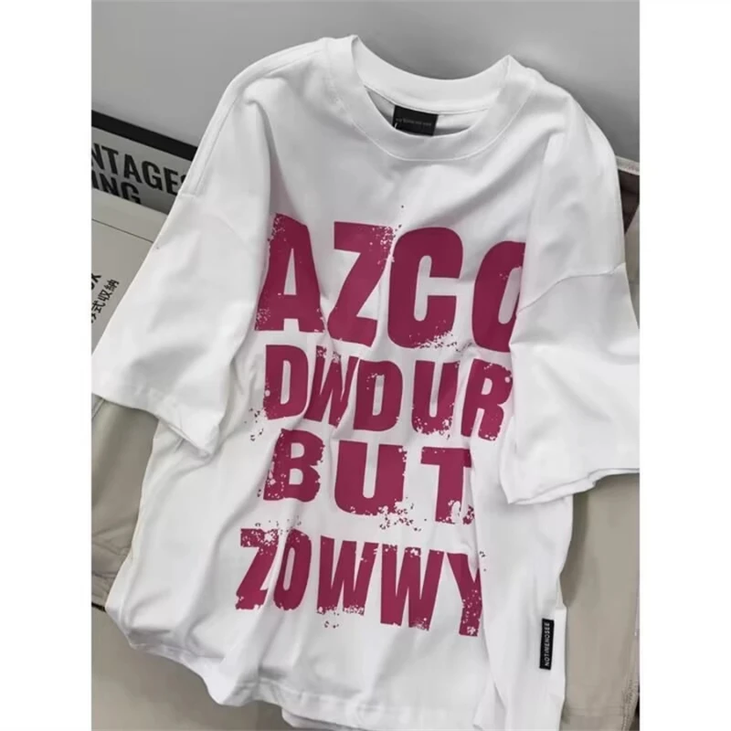 High Street Trend Letter Printing Tops Tees Short Sleeve Loose Youth Street Casual T Shirts Fashion Korean Women Clothing Summer thumbnail 3