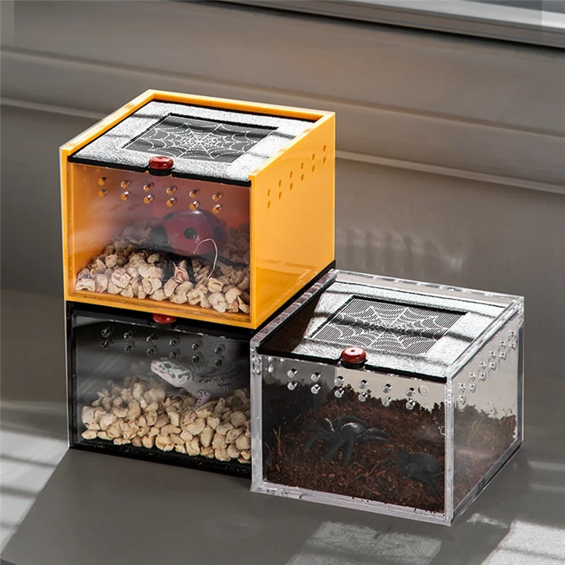 B62B-Spider Enclosure Small Insect Breeding Box Prevent Escape Reptile Terrarium Insect Feeding Cage